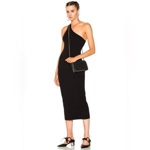 A.L.C Theo Ribbed Knit Cotton Stretch Dress in Black